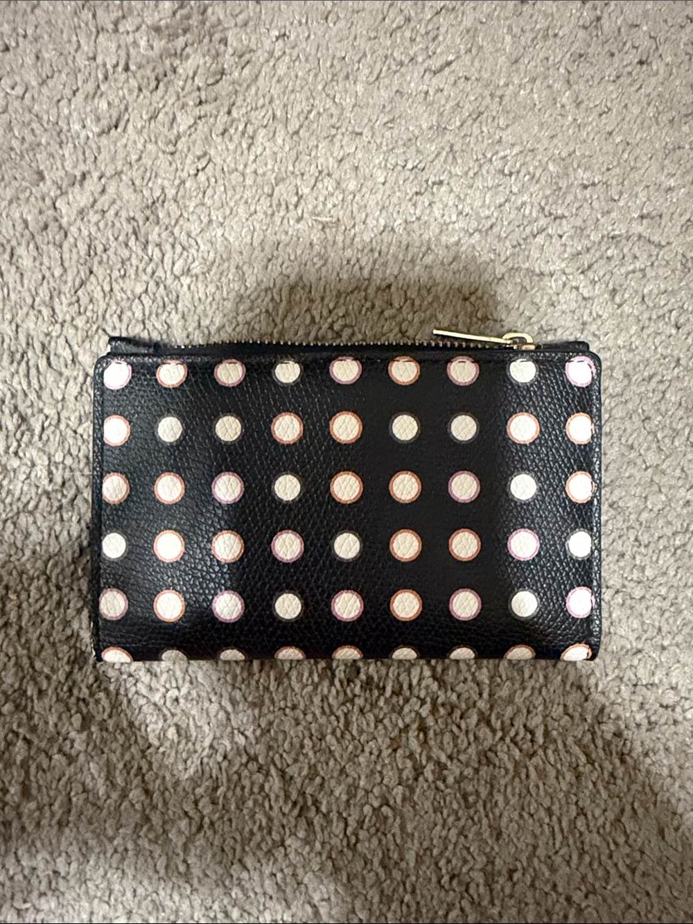 a new day Black Polka Dot Zip Wallet with Pink & Cream Dots